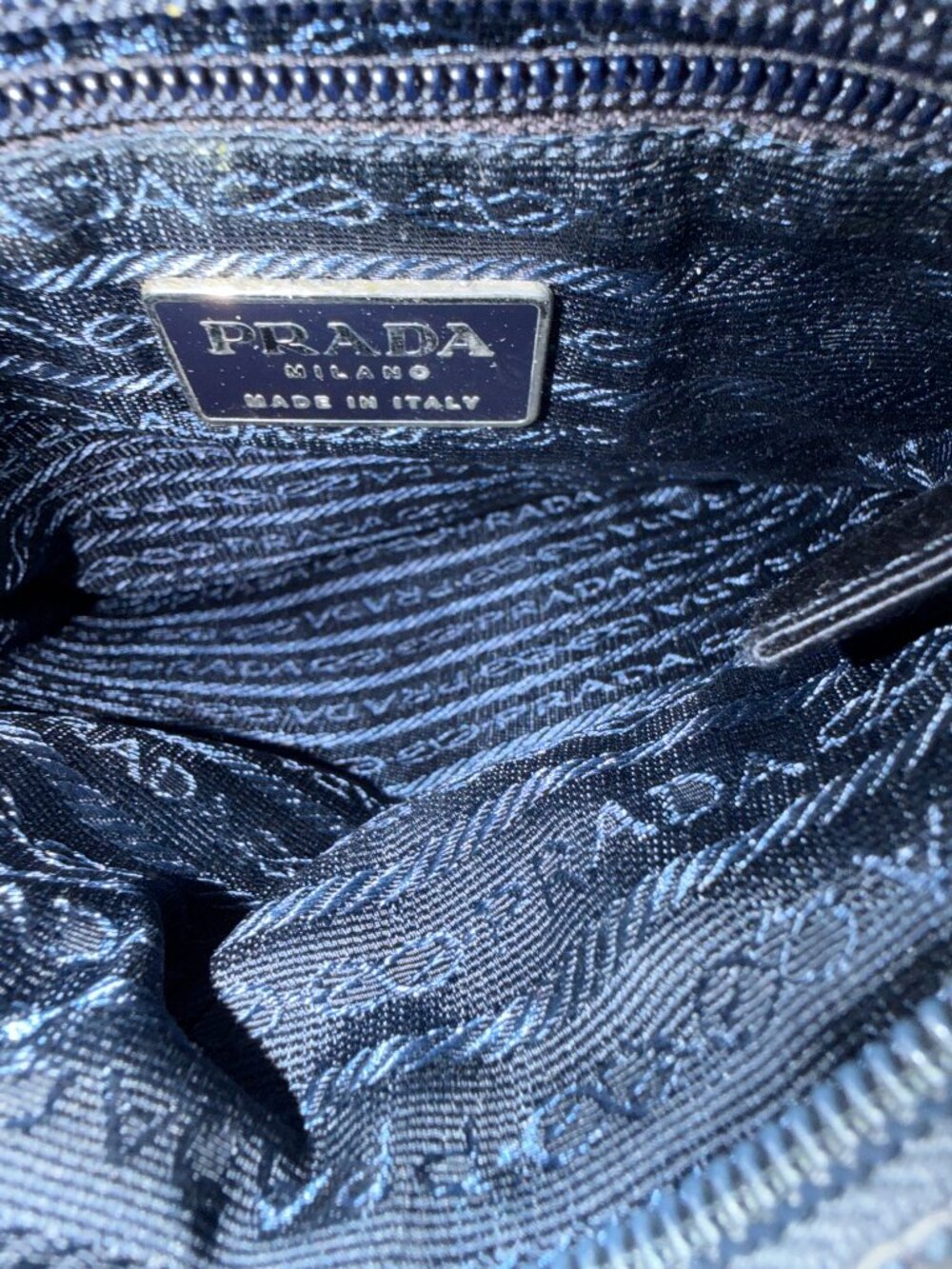 Prada Crossbody Messenger Shoulder Bag Milano Gray Satin Nylon AUTHENTIC - Picture 8 of 8